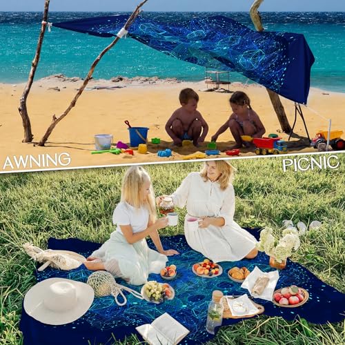 BYDOLL Beach Blanket 78''X81'' Waterproof Sandproof Suits1-4 Adults Oversized Lightweight Large Blanket Picnic Mat for Beach Sand Free Travel Camping Hiking Picnic - color: Geometry, size: 78"X81"