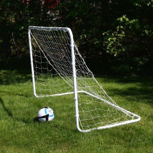 Franklin Sports Competition Soccer Goals - Backyard Portable Steel Soccer Goals - Adult + Youth Soccer Goal with Net + Ground Stakes Included - Multiple Sizes + Colors - color: Silver, style: Non-Folding 6' x 4'