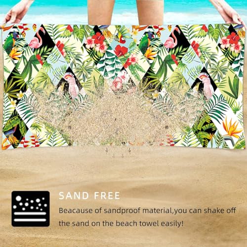 Rainforest Beach Towel for Travel and Pool Quick Dry Lightweight Sand Resistant Tropical Vacation Accessory - color: Rainforest Print 01
