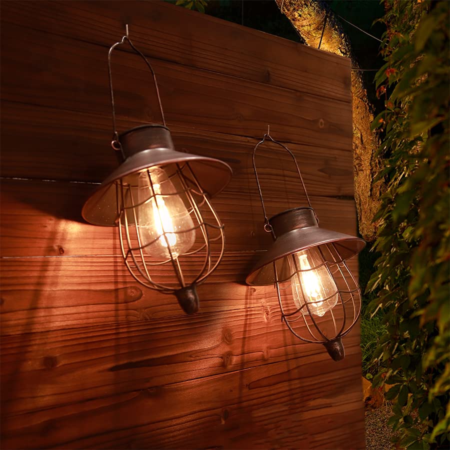 YAKii 6 Pack Solar Lantern Hanging Waterproof Outdoor Metal Solar Lamp with Warm White Light Decorate for Yard Garden Pathway Patio Porch (Antique Copper) - style: Copper-6 pack