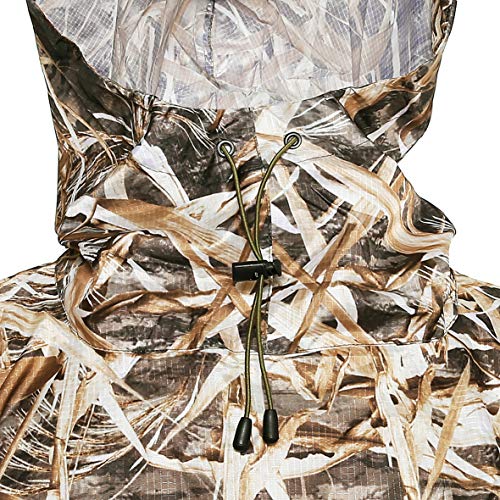 AUSCAMOTEK Camouflage Rain Poncho Hooded Waterproof Camo Raincoat with Blind Pattern for Hunting Hiking Camping Fishing - color: Wetland