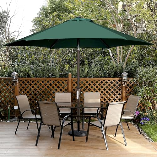 Blissun 7.5 ft Patio Umbrella, Yard Umbrella, Outdoor Market Umbrella with Push Button Tilt Crank, Dark Green - color: Dark Green