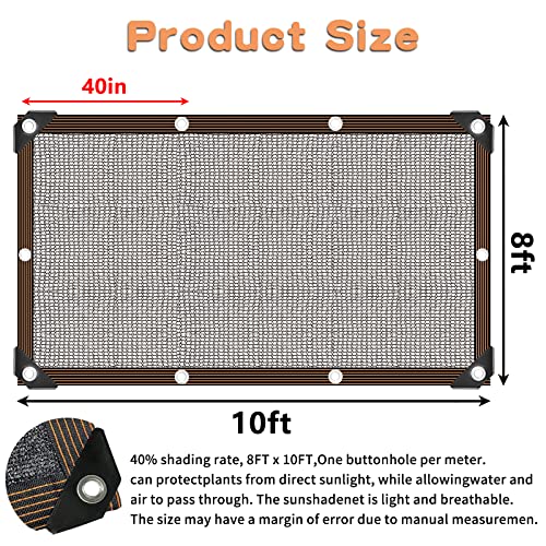 Shade Cloth for Plants Greenhouse, 40-50% Sunblock Shade Sails -for Outdoor Garden Pergola Patio Lawn Plant Pool Sun Shade Cloths for Kennel Chicken Coop Easier to Hang Shade Net Cover - size: 8'x10'