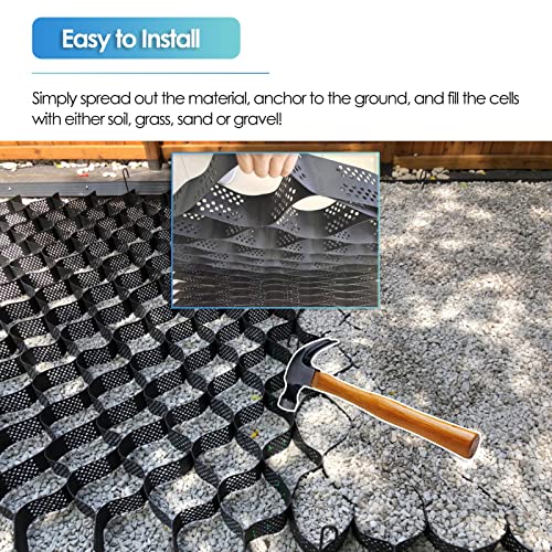 ERRULAN Geo Cells 2"/ 5cm Tall, Heavy Duty Mesh Permeable Paver System, Polyethylene Earthwork Ground Stabilization Grid Slope Grid Erosion Control (Color : WxH, Size : 4x8 m/13x26 ft) - size: 4x8 m/13x26 ft