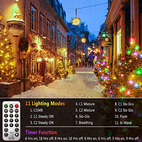 KNONEW 403FT 1000 LED Christmas Lights Color Changing Outdoor String Lights with 11 Modes & Timer Fairy Light Plug in Waterproof Fairy Lights for Xmas Yard Tree Wedding Party(Warm White to Multicolor) - color: Warm White to Multicolor, size: 403FT 1000 LE
