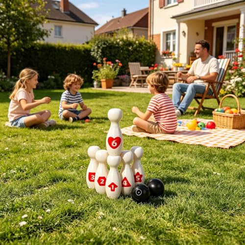 Kids Bowling Set - Outdoor Activity Gear, Vibrant Excitement Station, Reliable Administrative Utility Station, Performance Wrap Tool | for Professional Daily Game Requirement Needs Party Task - color: White