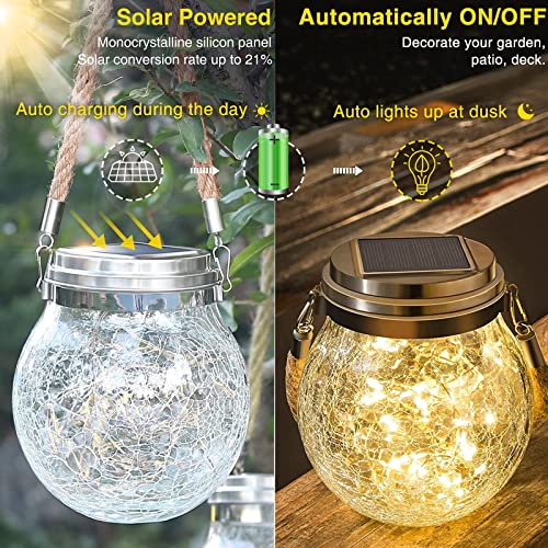ROSHWEY Solar Lantern Gifts for Women, 2 Pack Hanging Garden Decor Lights Outdoor Waterproof with 30 LED for Halloween Christmas Easter Gift, L Size - size: L Size, 2 Pack