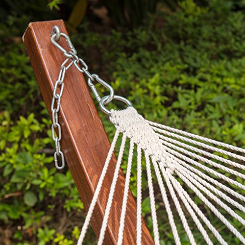 Lazy Daze Hammocks 12FT Double Rope Hammocks, 2 Person Hand Woven Cotton Hammock with Pillow and Spreader Bar for Outside, Patio, Poolside, FIT 13-15 Ft Stand, Max 450 Lbs, Natural, 141 x 57 inches - color: Natural With Brown Pillow