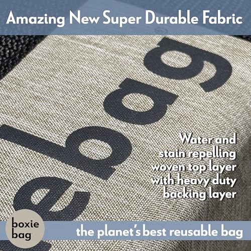 Boxiebag Reusable Grocery Bag (Single) – Durable Reusable Shopping Bag Box. Insulate, Stand Up, Stay Open, Fold Flat – Large Tote Bag with Long Handles & Reinforced Bottom. 2 Year Warranty.