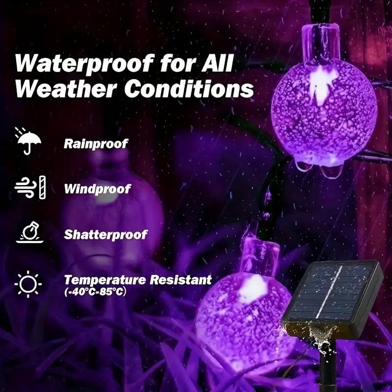 Solar String Lights Outdoor 2 Pack, 39FT 100 LED Globe Lights Outdoor, 8 Modes Waterproof Solar Patio Lights, Garden String Lights for Outside Gazebo Yard Backyard Decor (Purple) - color: Purple