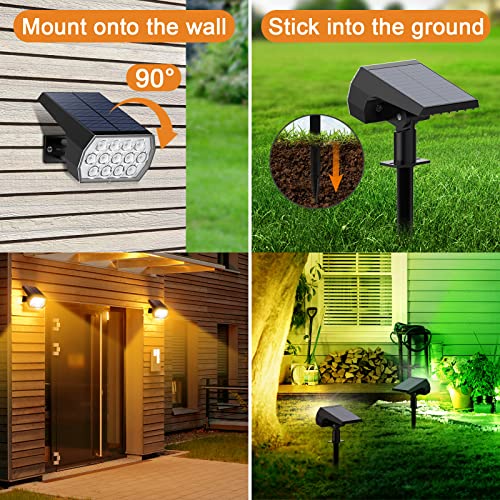 Solar Spot Lights Outdoor Color Changing,[7 Modes/2 Pack] Christmas IP65 Waterproof Landscape Spotlights, Dusk to Dawn Solar Powered Security Light for Patio Gate Walkway Pool Garden Yard Driveway - size: 2 Pack