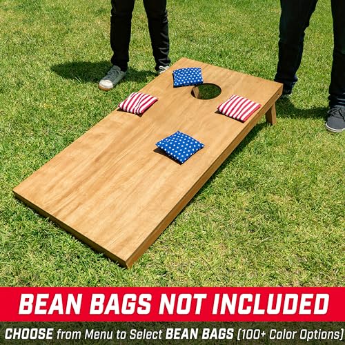GoSports 4 ft x 2 ft Regulation Size Wooden Cornhole Boards Set with Light Brown Finish - Includes Carrying Case (Choose Your Colors) - color: No Bean Bags, size: 4 Ft X 2 Ft