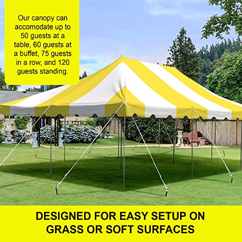 Party Tents Direct 20'x 30' Weekender Canopy Pole Tent with Sidewalls - Easy Up Canopy Tent with 120 Person Capacity - Outdoor Canopies for Parties, Weddings, and Events (Yellow/White) - color: Yellow, size: 20' x 30'