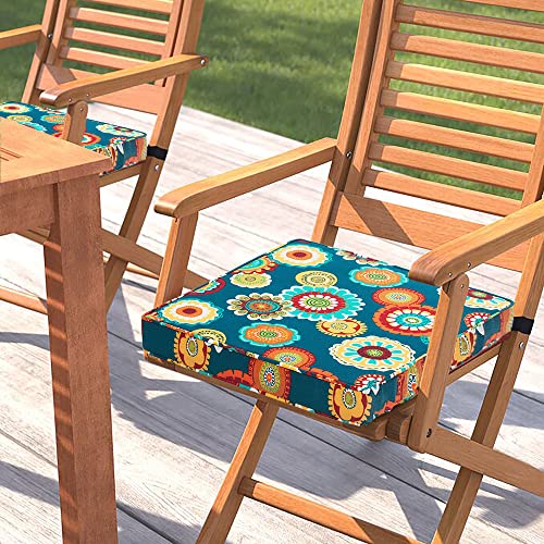 Magpie Fabrics Indoor Outdoor Waterproof Square Chair Cushion, 18" x 18" x 2.5", 2 Pack, Water Resistant Seat Cushions, for Patio Garden Office, Floral Green - color: A Floral Green