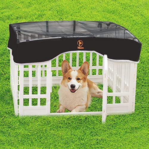 PJYuCien Dog Playpen Mesh Top Cover, Fits 36 Inch 4 Panels Regular Square Plastic Exercise Pet Pen, Adhesive Tape Connections, Black (Note: Cover Only, Fence Not Included) - style: Black Cover, 36"Width, Black ( Adhesive Tape Connections )