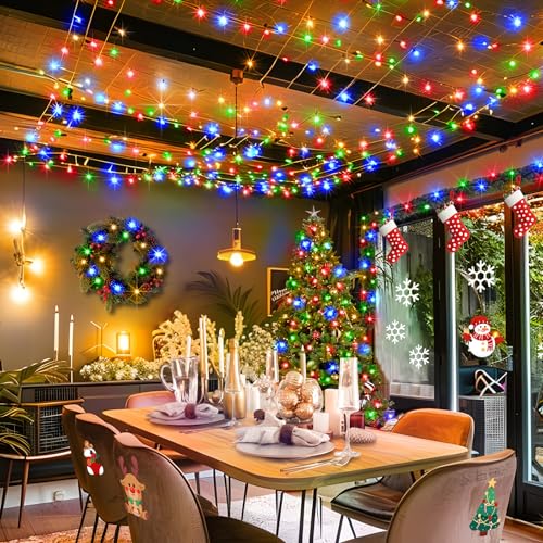 KNONEW Christmas String Lights Indoor Plug in,60FT 180LED Outdoor Waterproof Fairy Lights,8 Lighting Modes,Timer Memory Function for Bedroom Patio Balcony Party (Multicolor) - color: Multicolor, size: 60FT 180 LED
