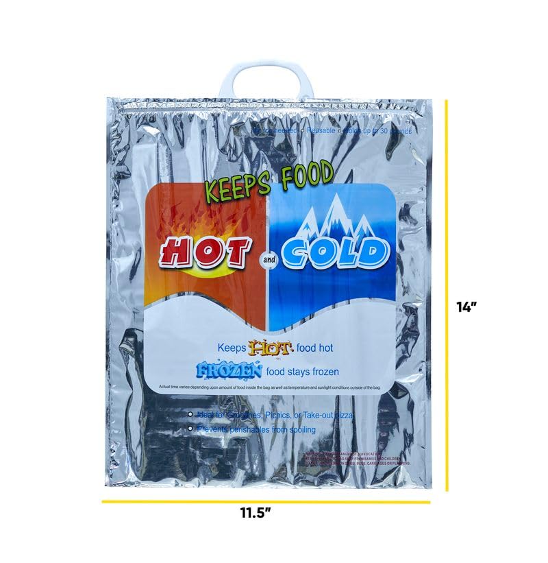 Superio Hot and Cold Insulated Bags for Food Delivery, Grocery Shopping Bags, Food Storage for Hot and Frozen Food for Travel, Disposable Cooler Bag, Reinforced Thermal Lunch Bag (24, 16"x19.25") - color: 24 Pack, size: Large (Meal and Grocery Size)