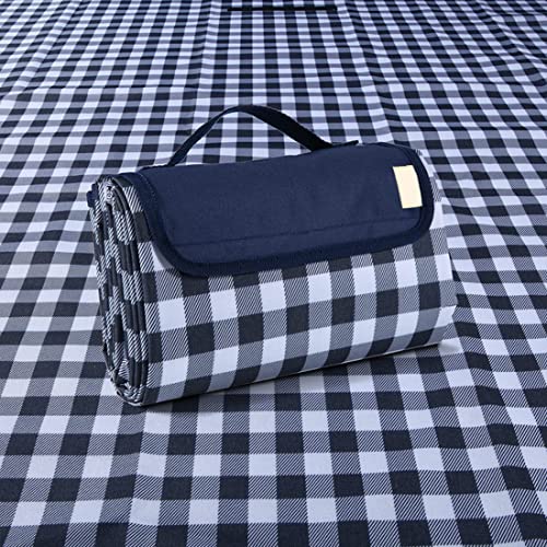 K Y KANGYUN Outdoor Picnic Blankets 80" x 80", Extra Large Beach Blanket, Foldable Lightweight Waterproof Sand Mat, Picnic Blanket for Beach Camping Hiking Park Patio (Dark Blue, 80x80 inch) - color: Blue, size: 6'8" x 6'8"