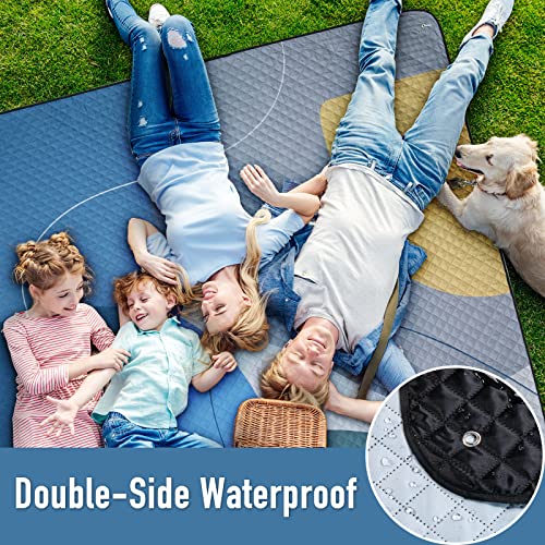 PY SUPER MODE Picnic Blankets Extra Large, Waterproof Foldable Outdoor Beach Blanket Oversized 83x79” Sandproof, 3-Layer Picnic Mat for Camping, Hiking, Travel, Park, Concerts(Abstract Blue) - color: Abstract Blue
