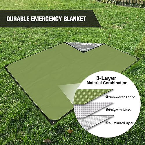RedSwing Heavy Duty Survival Blanket, Waterproof Emergency Thermal Tarp, Multipurpose Reflective Insulated All Weather Blankets for Camping Hiking, Green,11.8 x 8.5 ft - color: Green 142''x102''