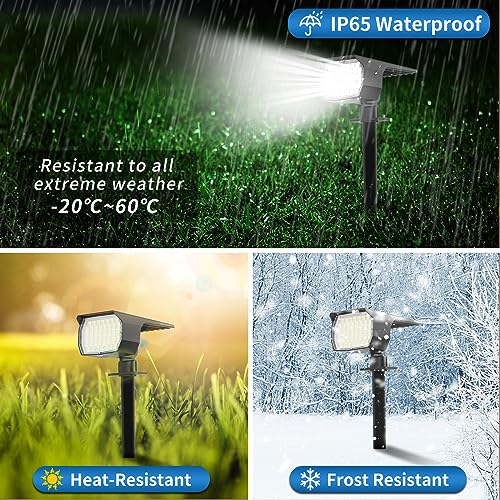 WENATY Solar Spot Lights Outdoor Waterproof IP65, 2 Pack Landscape Spotlights with 46 LEDs, 3 Modes Auto On/Off Solar Powered Flood Lights for Outside Pathway, Yard, Garden, Walkway (Cool White) - color: Cool White, size: 2 Pack