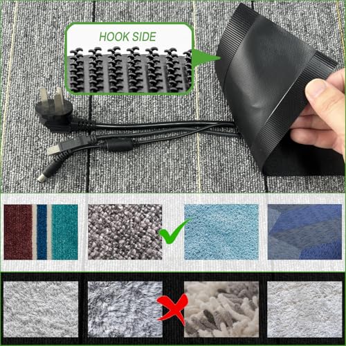 Floor Cable Covers - 10ft Oxford Fabric Cord Protector with Adhesive Hook & Loop,Waterproof Wire Storage Sleeve for Any Floor Surface,Durable Cable Management to Prevent Tripping Hazards (Black, 10ft) - color: Black, size: 10ft