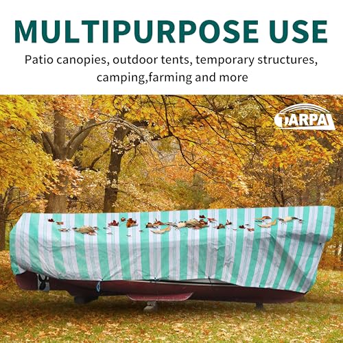 TARPAL Heavy Duty Poly Tarp 12x16 Feet 12mil Striped tarp Multipurpose Protective Cover Durable, Waterproof, Weather Proof, UV,Rip and Tear Proof（Green/White） - color: Green/White Striped-12mil, size: 12x16 Feet-Finished size