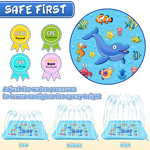Growsland Splash Pad for Toddlers, Outdoor Sprinkler for Kids, 67" Summer Water Toys Inflatable Wading Baby Pool Fun Gifts for 3 4 5 6 7 8 9 Years Old Boy Girl Backyard Garden Lawn Outdoor Games - style: 67''Square