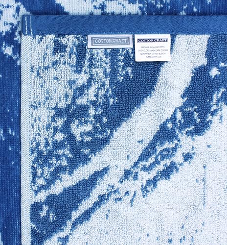 COTTON CRAFT Hooded Beach Towel - Oversized XXL 35x84 Towel with Hood for Adults - The Big Kahuna 7 Foot Large Beach Blanket Towel - Big & Tall Soft 100% Cotton Velour Pool Bath Wrap - Waves Blue - color: Surf Blue, size: 1 Pack - 35x84 Hooded