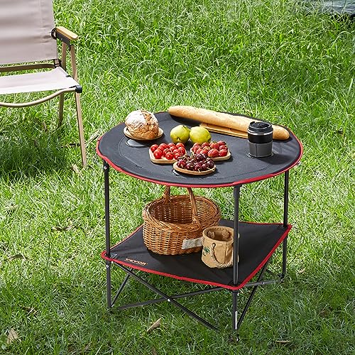 VEVOR Folding Camping Table, Outdoor Portable Fold Up Lightweight Side Table for BBQ, Tailgating, Picnic, Travel, Hiking, Fishing - color: Red