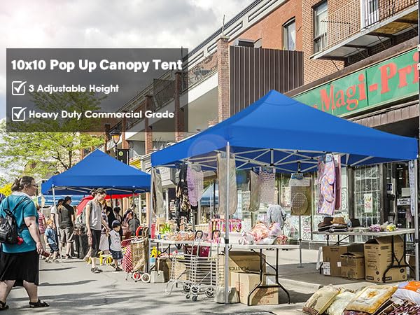 COBIZI 10x15 Heavy Duty Pop Up Canopy Tent with 4 Sidewalls Thicken Frame, Commercial Easy Up Outdoor Wedding Party Tents, All Season Waterproof Windproof with Stakes Sandbags Ropes Bag, Uranus - color: Uranus, size: 10x15
