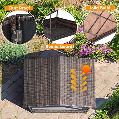 Wicker Dog House Elevated Dog Bed Houses for Indoor Outdoor, Raised Rattan Dog Cot Woven Pet Sofa, w/Waterproof Shelter, Removable Cushion Lounge, Washable Cover - style: White