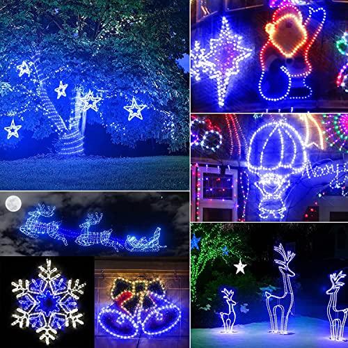 New Upgraded Solar Rope Lights Outdoor Waterproof 19 Modes 300 LED 105ft Solar String Lights with Remote Timing Dimmable Tube Light for Outside Pool Tree Patio Yard Christmas Decoration (300LED-Blue) - color: 300LED-Blue