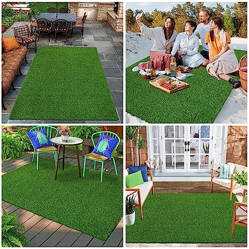 Bsmathom Artificial Grass Rug Indoor Outdoor Rug, 3x5Ft Dog Grass Mat with Drainage Holes, Synthetic Artificial Grass Turf Fake Grass Rug for Balcony Garden Lawn Landscape, 3x5Ft - size: 3 x 5 Feet