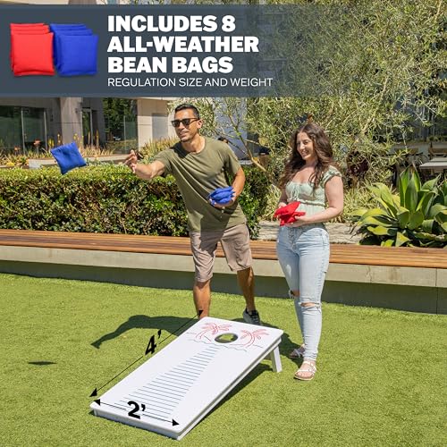 GoSports 4 x 2 ft Commercial Ultra Durable Cornhole Board Set – All-Weather Regulation Size, Ready-to-Play for Family Backyard Games, Tailgates, Outdoor Party, and Venues - color: Palms