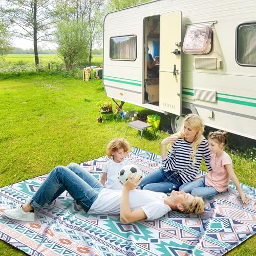 HIHOHO Beach Blanket Waterproof Sandproof Extra Large Beach Mat 79" X 83"/120"x108"for 1-8 Adults Quick Drying Durable Outdoor Picnic Mat for Beach Travel Camping Hiking - color: Bohemian-green Pink, size: 79" X 83"（1~3 person）