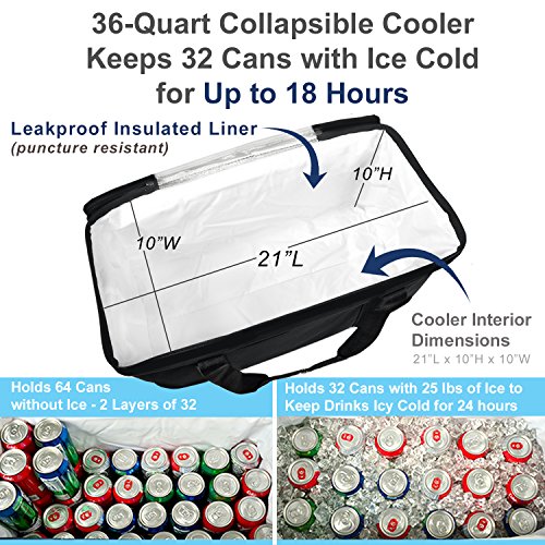 Picnic at Ascot Personalized Monogrammed 64 Can Capacity Semi Rigid Collapsible Leakproof Cooler- Designed & Quality Approved in The US - style: Letter - B