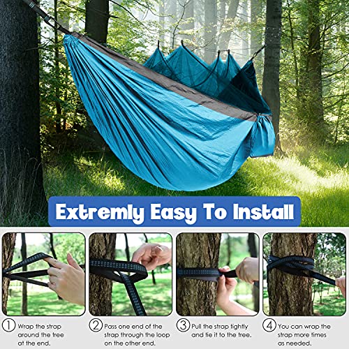 Gold Armour Camping Hammock - Camping Essentials, Double Hammock with Bug Net, Camping Gear Hammock for Outside, Hiking, and Travel (Sky Blue & Gray) - color: Sky Blue & Gray