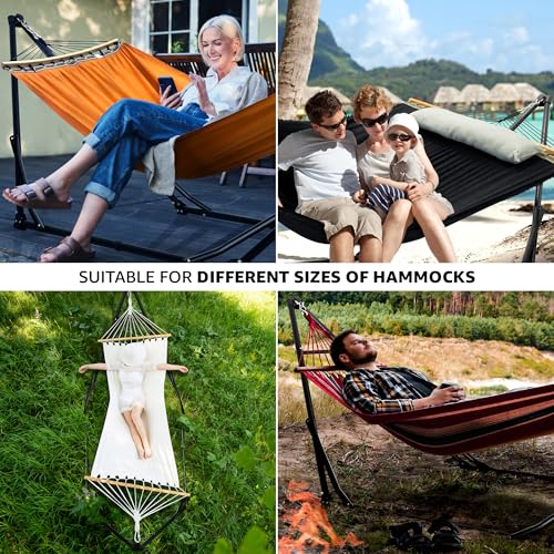 Tranquillo Unity Signature Steel Hammock Stand – 800 lbs Heavy-Duty Frame with Smooth, Noiseless Swing, Pre-Assembled for Quick Setup, Perfect for Indoor & Outdoor Relaxation; Black - color: 4. Black Canvas, size: Large