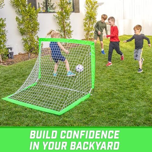 GoSports Portable Soccer Goals for Kids - 13 Color Options - Choose 4 x 3 ft or 6 x 4 ft - Team Tone Pop Up Nets for Backyard - color: Bright Green, style: 4 ft x 3 ft