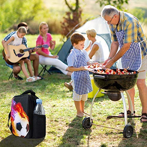 Lunch Tote, 2019 Upgrade Insulated Football Lunch Bag- Waterproof Reusable Lunch Box Portable Meal Bag Ice Pack for Kids Boys Girls -Black - color: Football Red