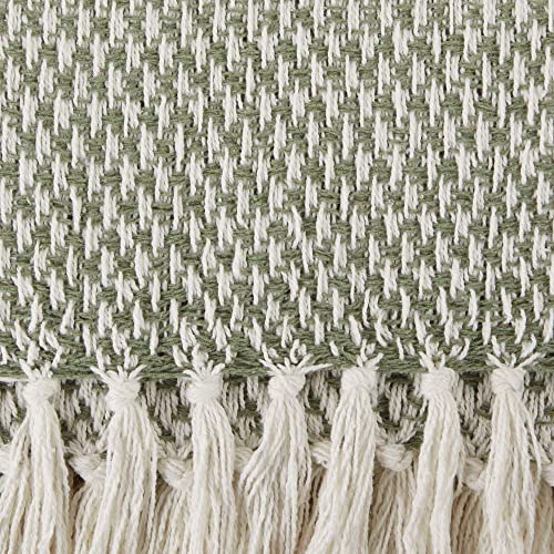 DII Woven Throw Collection 100% Cotton, Basketweave, 50x60, Artichoke Green - color: Artichoke Green, size: 50x60"