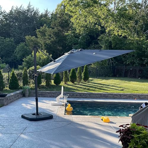 PURPLE LEAF 8 Feet Patio Umbrella Outdoor Cantilever Square Umbrella Aluminum Offset Umbrella with 360-degree Rotation for Garden Deck Pool Patio, Navy Blue - color: Navy Blue, size: 8' X 8', style: Standard