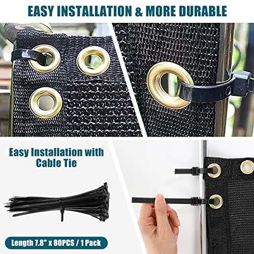 UIRWAY Privacy Screen Fence 6ft x 50ft Black, Heavy Duty 170GSM 90% Blockage Chain Link Fence Privacy Screen, UV Resistant Outdoor Windscreen Shade Net for Backyard Garden Patio Yard with Cable Ties - color: Black, size: 6' x 50'