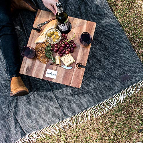 Komorebi Extra Large Picnic Blanket - 78” x 59” – Waterproof Outdoor Blanket, Foldable & Portable Sandproof Beach Blanket – Grey Travel Mat with Faux Wool & Carry Handle - color: Grey