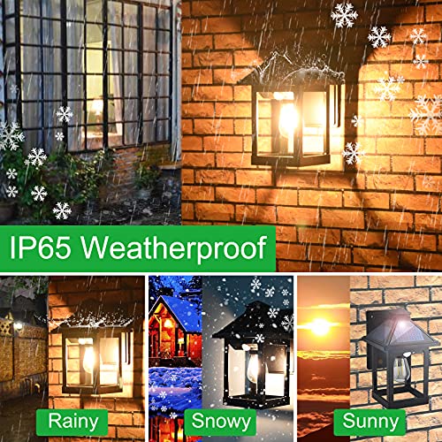 CYHKEE Solar Powered Wall Lanterns Outdoor with 3 Modes, Dusk to Dawn Motion Sensor LED Sconce Lights Waterproof, Exterior Front Porch Security Lamps Wall Mount Patio Fence Decorative Light Fixtures - color: Black (1 Pack)