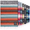 Hydration Nation Authentic Large Handwoven Mexican Blanket - Soft Yoga - Durable Serape - Lightweight Falsa, Beach, Camping, Picnic, Outdoor 70"x50" - Mandarin - color: Mandarin