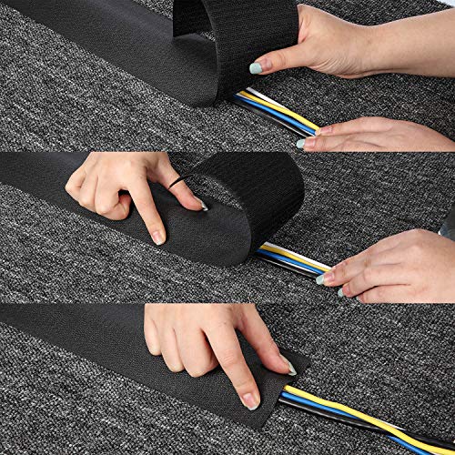 Cable Floor Strip Cord Grip Floor Cable Protector Carpet Cables Management, Hold Cords in Place, Keep Cables Organized, Protect Cords and Prevent a Trip Hazard, 3 Inch x 10 Feet - color: Black, size: 10 Feet