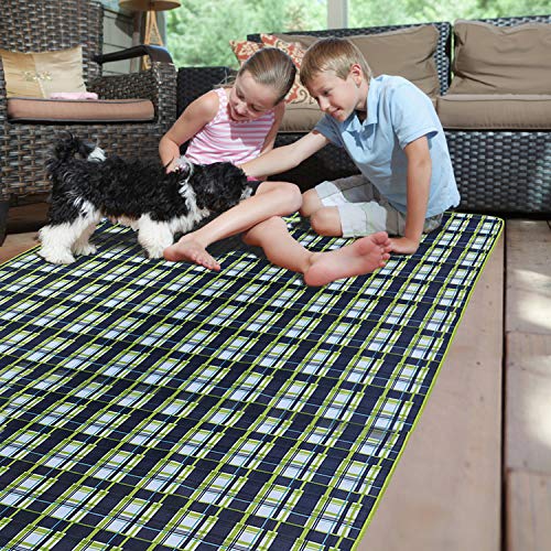 Picnic Blanket Beach Mat Extra Large Sandproof Waterproof Camping Blanket Portable Travel Blanket Play Mat for Outdoor Indoor Family Women Men Kids Beach BBQ Park Grass, 79"x57" - color: Green Grid