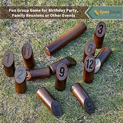 SpexDarxs Numbered Block Tossing Game, Wooden Throwing Game Set with Scoreboard & Carrying Bag, Outdoor Backyard Lawn Game for Teens and Adults - color: Vintage